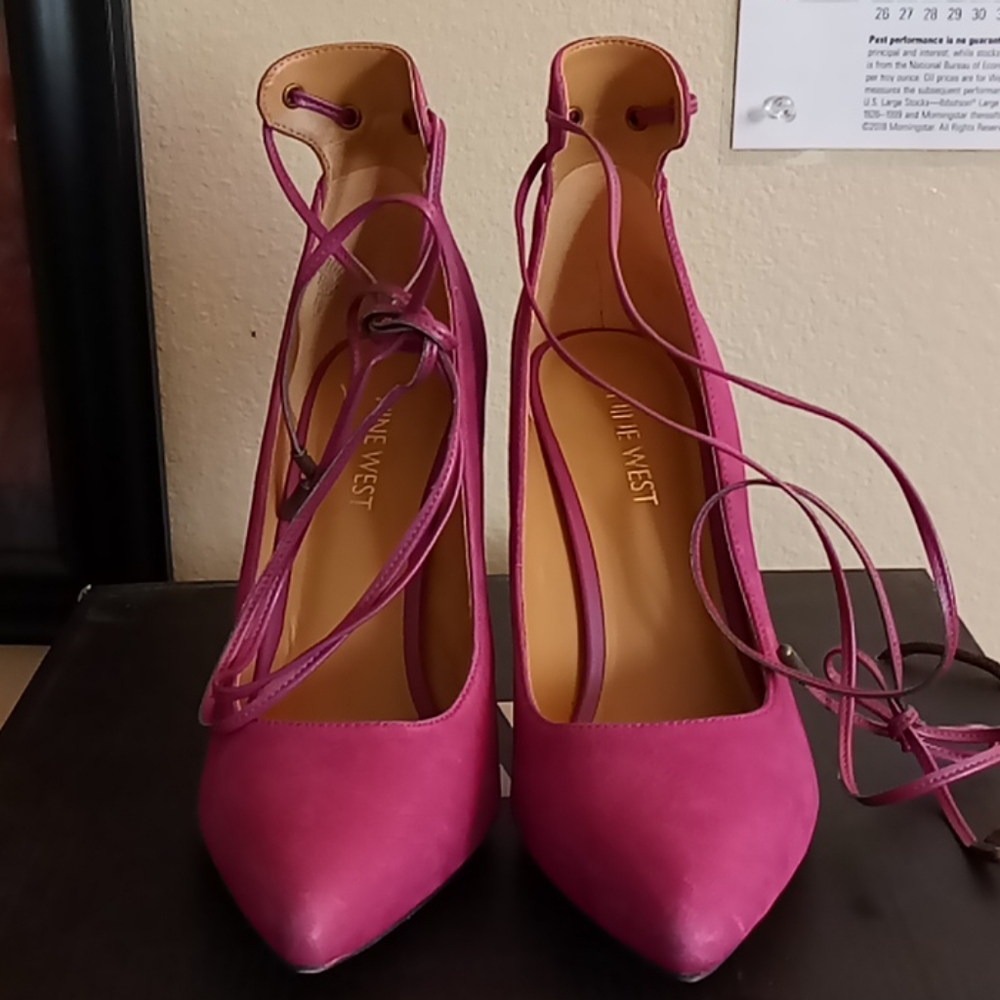 COPY - Nine West lace up heels pumps fuchsia
